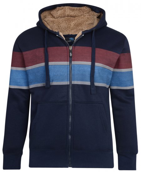 Kam Jeans 7007 Sherpa Lined Hoodie Navy - Felpe & felpe con cappuccio - Felpe & Felpe con Cappuccio Uomo Taglie Forti