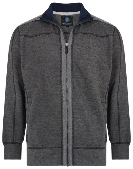 Kam Jeans 7011 Full Zip Sweat Charcoal - Felpe & felpe con cappuccio - Felpe & Felpe con Cappuccio Uomo Taglie Forti