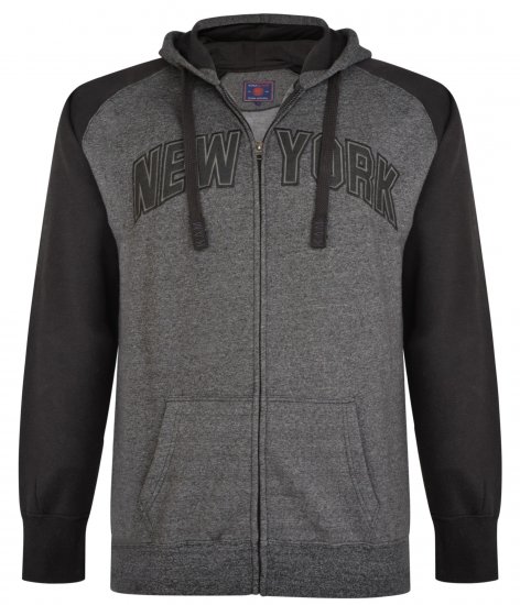 Kam Jeans Zip Thru Hoody Black - Felpe & felpe con cappuccio - Felpe & Felpe con Cappuccio Uomo Taglie Forti
