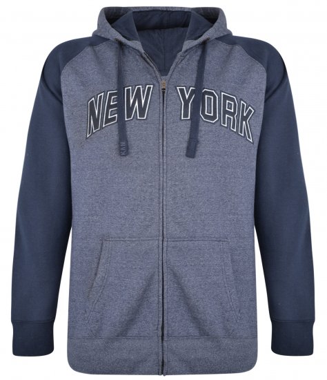Kam Jeans Zip Thru Hoody Navy - Felpe & felpe con cappuccio - Felpe & Felpe con Cappuccio Uomo Taglie Forti