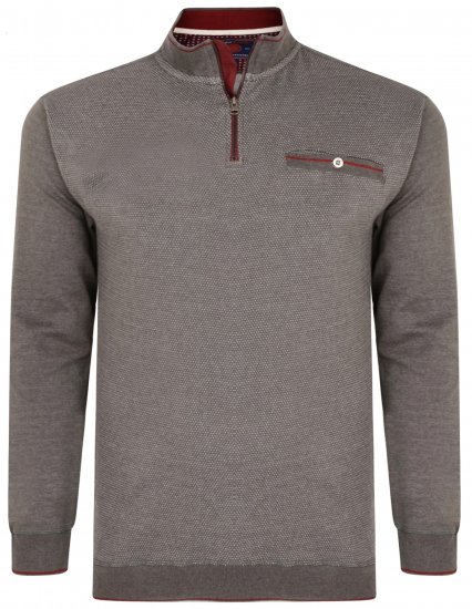 Kam Jeans 7020 1/4 Zip Sweater Charcoal - Felpe & felpe con cappuccio - Felpe & Felpe con Cappuccio Uomo Taglie Forti