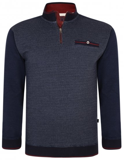 Kam Jeans 7020 Zip-collar Top Navy - Felpe & felpe con cappuccio - Felpe & Felpe con Cappuccio Uomo Taglie Forti