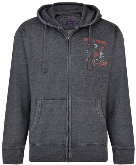 Kam Jeans 7023 Rebel Bikers Hoodie Charcoal - Felpe & felpe con cappuccio - Felpe & Felpe con Cappuccio Uomo Taglie Forti