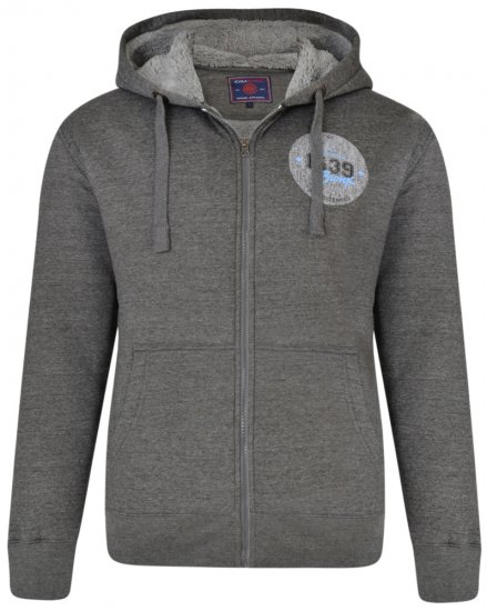 Kam Jeans 7025 Sherpa lined Hoodie Charcoal - Felpe & felpe con cappuccio - Felpe & Felpe con Cappuccio Uomo Taglie Forti