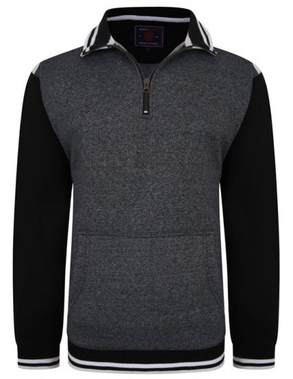Kam Jeans 7032 Casual Sweater Black - Felpe & felpe con cappuccio - Felpe & Felpe con Cappuccio Uomo Taglie Forti