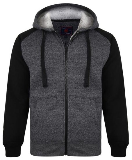 Kam Jeans 7037 Sherpa Raglan Hoodie Black - Felpe & felpe con cappuccio - Felpe & Felpe con Cappuccio Uomo Taglie Forti