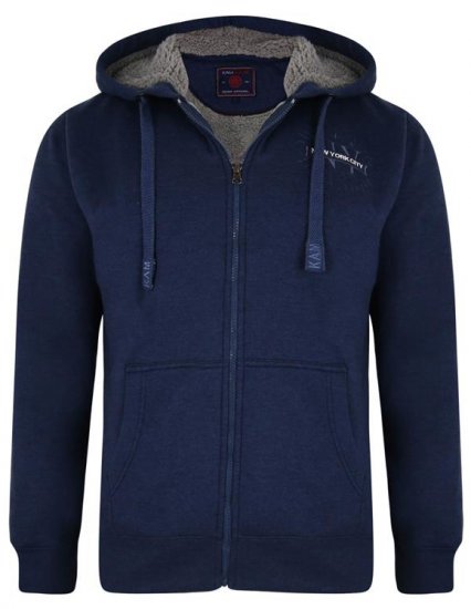Kam Jeans 7038 Sherpa Lined Hoodie Indigo - Felpe & felpe con cappuccio - Felpe & Felpe con Cappuccio Uomo Taglie Forti