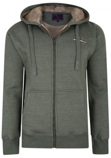 Kam Jeans 7038 Sherpa Lined Hoodie Khaki - Felpe & felpe con cappuccio - Felpe & Felpe con Cappuccio Uomo Taglie Forti