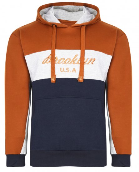 Kam Jeans 7046 Over Head Brooklyn Hoodie Orange - Felpe & felpe con cappuccio - Felpe & Felpe con Cappuccio Uomo Taglie Forti