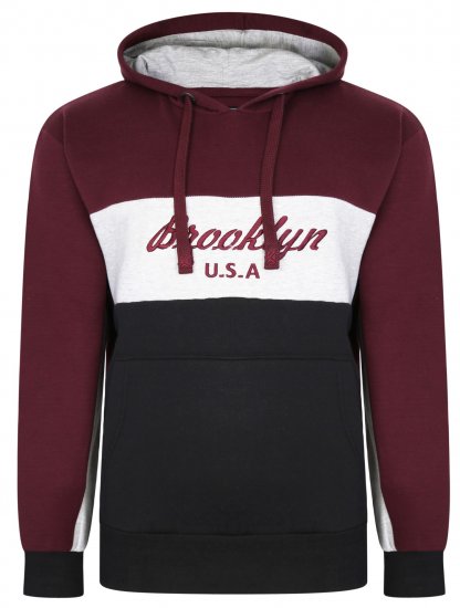 Kam Jeans 7046 Over Head Brooklyn Hoodie Burgundy - Felpe & felpe con cappuccio - Felpe & Felpe con Cappuccio Uomo Taglie Forti