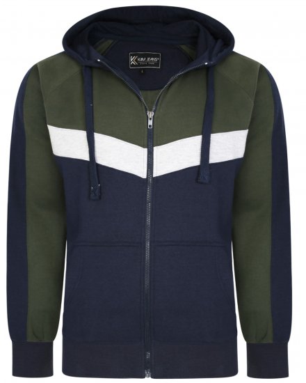 Kam Jeans 7048 Chevron Panelled Hoodie Khaki - Felpe & felpe con cappuccio - Felpe & Felpe con Cappuccio Uomo Taglie Forti