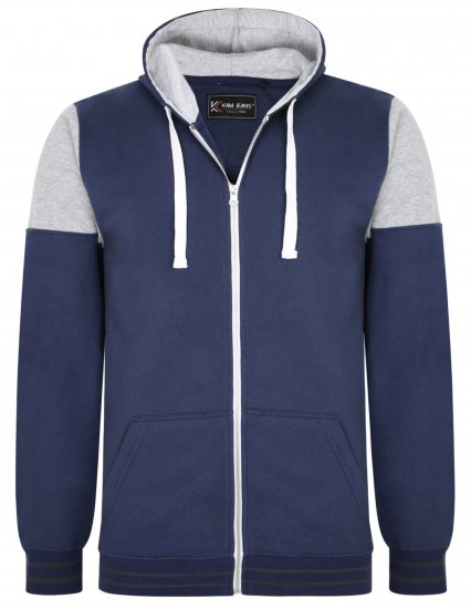 Kam Jeans 7049 Cut & Saw Sleeve Hoodie Navy - Felpe & felpe con cappuccio - Felpe & Felpe con Cappuccio Uomo Taglie Forti