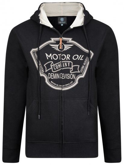 Kam Jeans 705 Motor Oil Hoodie Black - Felpe & felpe con cappuccio - Felpe & Felpe con Cappuccio Uomo Taglie Forti