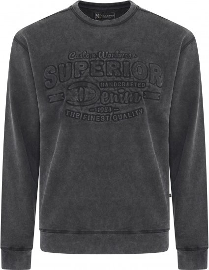 Kam Jeans 7065 Crew Neck Washed Embossed Sweatshirt Black TALL SIZES - ABBIGLIAMENTO UOMO MT-6XLT - Taglie Tall Uomo