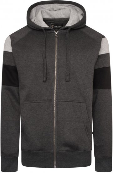 Kam Jeans 7069 Cut & Saw Zip Thru Hoody Charcoal - Felpe & felpe con cappuccio - Felpe & Felpe con Cappuccio Uomo Taglie Forti