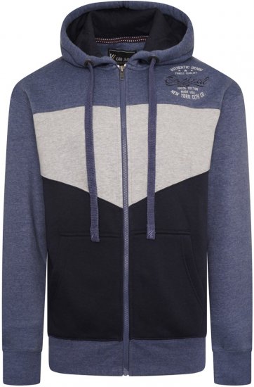Kam Jeans 7070 Panelled Hoody with EMB Blue - Felpe & felpe con cappuccio - Felpe & Felpe con Cappuccio Uomo Taglie Forti