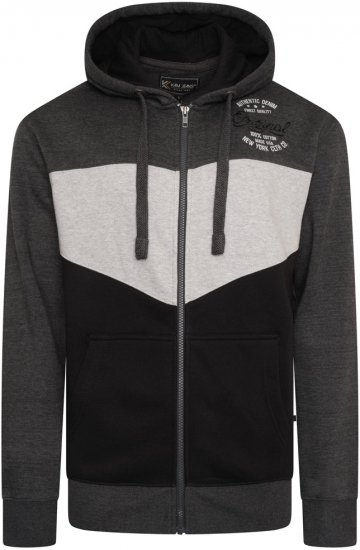Kam Jeans 7070 Panelled Hoody with EMB Charcoal - Felpe & felpe con cappuccio - Felpe & Felpe con Cappuccio Uomo Taglie Forti