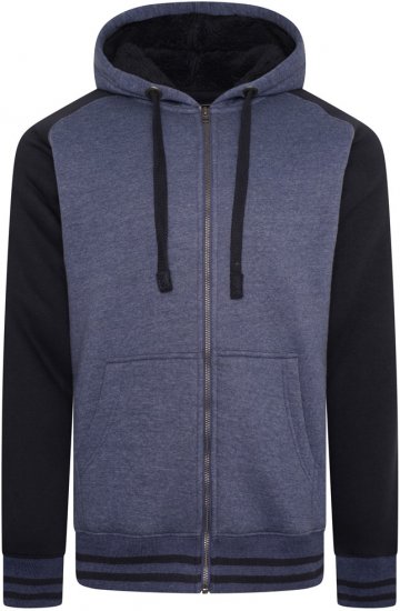 Kam Jeans 7075 Raglan Zip Thru Sherpa Hoodie Royal Blue - Felpe & felpe con cappuccio - Felpe & Felpe con Cappuccio Uomo Taglie Forti