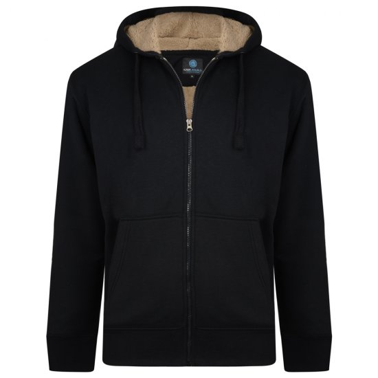 Kam Jeans 709 Sherpa Lined Hoodie Black - Felpe & felpe con cappuccio - Felpe & Felpe con Cappuccio Uomo Taglie Forti