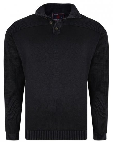 Kam Jeans 78 Washed Effect Knitted Black Winter Jumper - Felpe & felpe con cappuccio - Felpe & Felpe con Cappuccio Uomo Taglie Forti