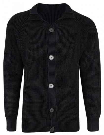 Kam Jeans 79 Washed Effect Knitted Black Cardigan - Felpe & felpe con cappuccio - Felpe & Felpe con Cappuccio Uomo Taglie Forti