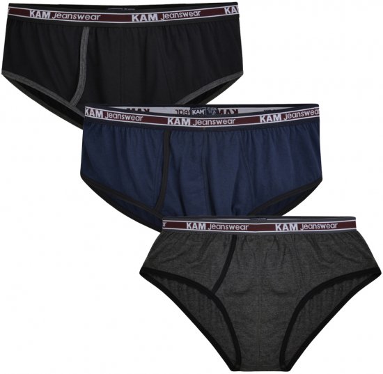 Kam Jeans 806 Underwear Black, Charcoal, Navy 3-Pack - Intimo & costumi da bagno - Intimo Taglie Forti Uomo