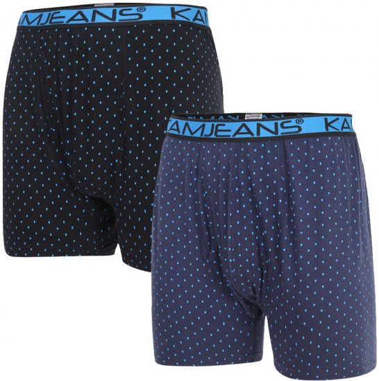 Kam Jeans 809 Diamond Print Boxers Twin Pack - Intimo & costumi da bagno - Intimo Taglie Forti Uomo