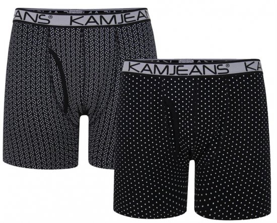Kam Jeans 810 Jersey Printed Boxers Twin Pack - Intimo & costumi da bagno - Intimo Taglie Forti Uomo