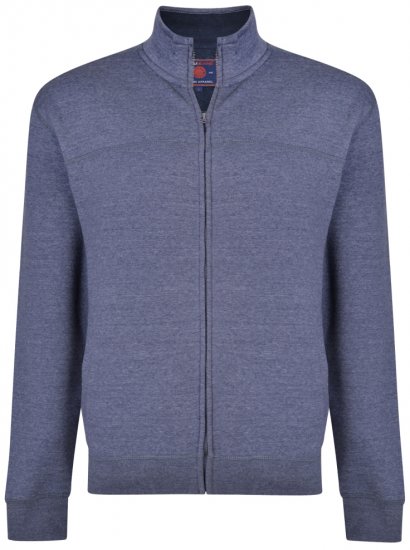 Kam Jeans 7018 Full zip Sweatshirt Insignia Blue - Felpe & felpe con cappuccio - Felpe & Felpe con Cappuccio Uomo Taglie Forti