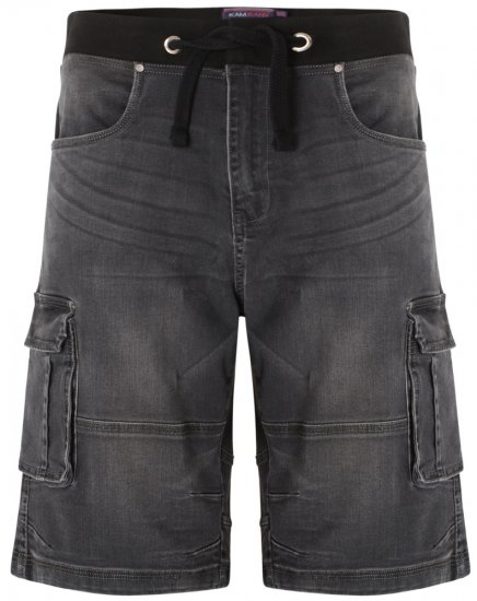 Kam Jeans Dito Denim Shorts Charcoal - Shorts - Pantaloncini Uomo Taglie Forti