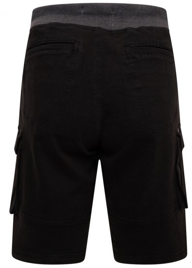 Kam Jeans Elvio Rib Waist Stretch Shorts Black - Shorts - Pantaloncini Uomo Taglie Forti