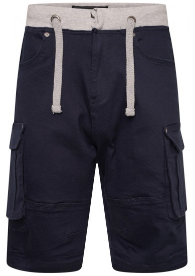 Kam Jeans Elvio Rib Waist Stretch Shorts Navy - Shorts - Pantaloncini Uomo Taglie Forti