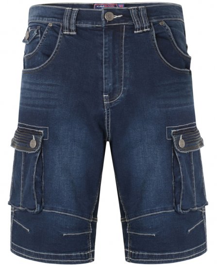 Kam Jeans Ivan Cargo Shorts Dark Used - Shorts - Pantaloncini Uomo Taglie Forti