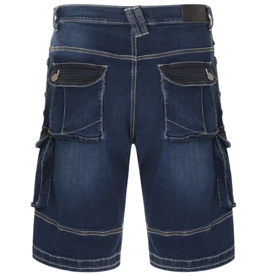 Kam Jeans Ivan Cargo Shorts Dark Used - Shorts - Pantaloncini Uomo Taglie Forti