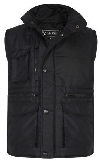 Kam Jeans KV115 Military Multi Pocket Vest Black - Giubbotti - Giubbotti Uomo Taglie Forti