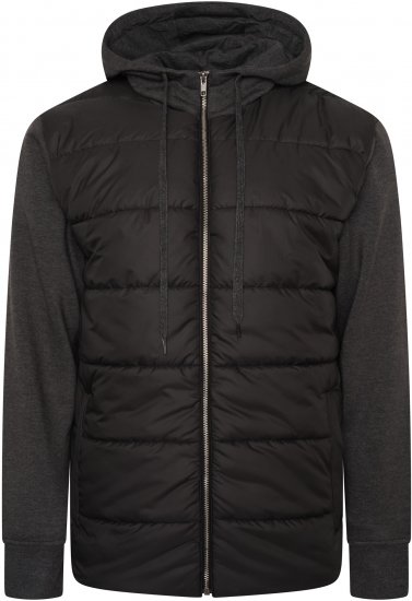 Kam Jeans KV135 Quilted Zip Thru Hoody with Padded Body & Jersey Sleeves Black TALL SIZES - ABBIGLIAMENTO UOMO MT-6XLT - Taglie Tall Uomo
