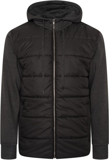 Kam Jeans KV135 Quilted Zip Thru Hoody with Padded Body & Jersey Sleeves Black - Giubbotti - Giubbotti Uomo Taglie Forti