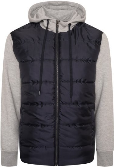 Kam Jeans KV135 Quilted Zip Thru Hoody with Padded Body & Jersey Sleeves Navy TALL SIZES - ABBIGLIAMENTO UOMO MT-6XLT - Taglie Tall Uomo