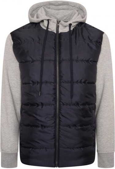 Kam Jeans KV135 Quilted Zip Thru Hoody with Padded Body & Jersey Sleeves Navy - Giubbotti - Giubbotti Uomo Taglie Forti