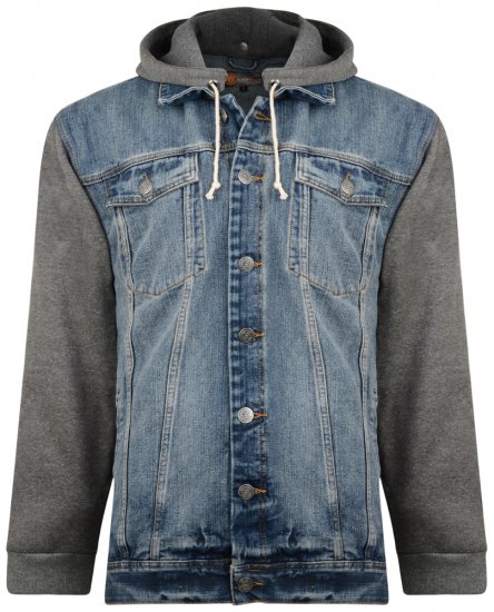 Kam Jeans Miguel Denim Jacket with Jersey Sleeves - Giubbotti - Giubbotti Uomo Taglie Forti