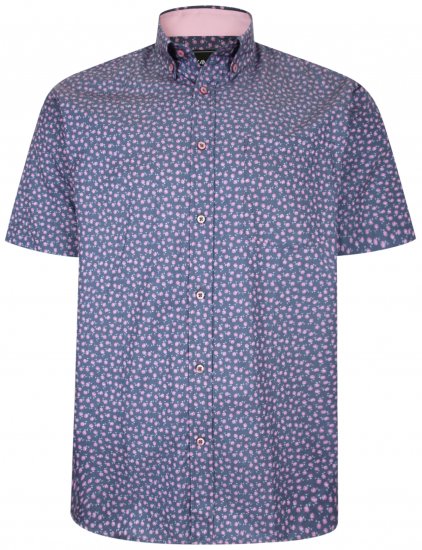 Kam Jeans P012 Premium Short sleeve shirt Navy - Camicie - Camicie Taglie Forti Uomo