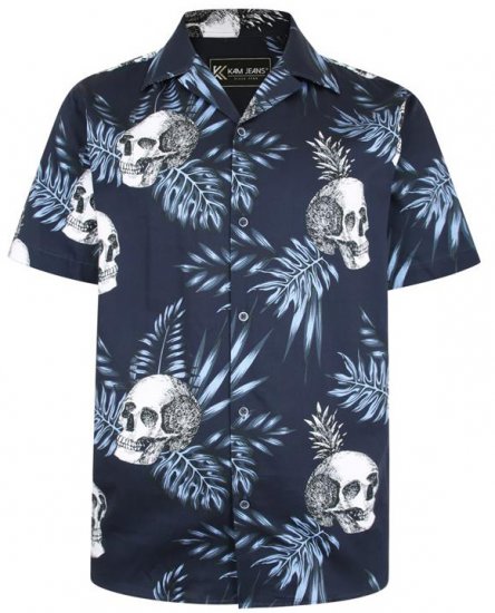 Kam Jeans P015 Casual Shirt with Skull Print - Camicie - Camicie Taglie Forti Uomo