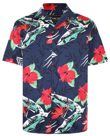 Kam Jeans P017 Casual Floral Print Shirt - Camicie - Camicie Taglie Forti Uomo