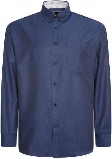 Kam Jeans P020 Premium Long sleeve Oxford Shirt Navy - Camicie - Camicie Taglie Forti Uomo