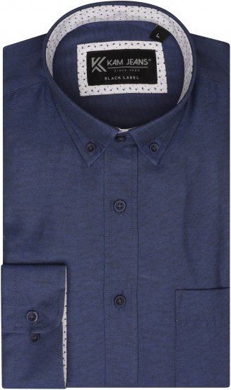 Kam Jeans P020 Premium Long sleeve Oxford Shirt Navy - Camicie - Camicie Taglie Forti Uomo