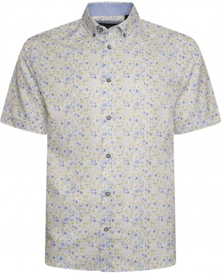 Kam Jeans P036 Premium Floral Print Shirt White - Camicie - Camicie Taglie Forti Uomo