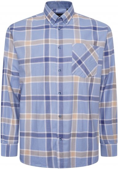 Kam Jeans P038 LS Premium Cotton Check Shirt Denim - Camicie - Camicie Taglie Forti Uomo