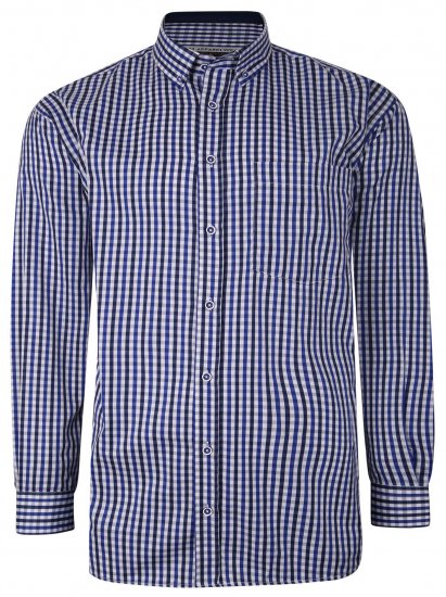 Kam Jeans P640 Premium Gingham Check Shirt LS Navy - Camicie - Camicie Taglie Forti Uomo