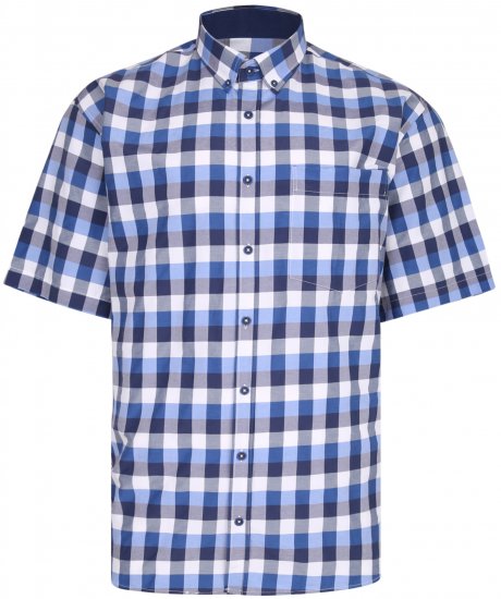 Kam Jeans 642 Premium Short Sleeve Shirt Blue - Camicie - Camicie Taglie Forti Uomo