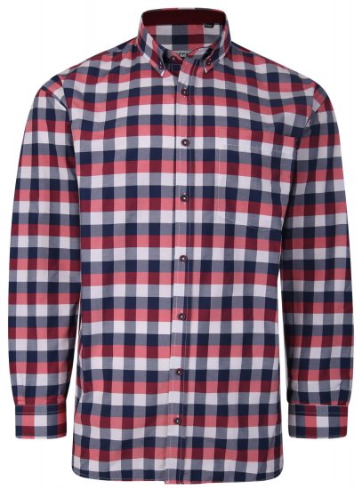 Kam Jeans P642 Premium Large Check Shirt LS Red - Camicie - Camicie Taglie Forti Uomo